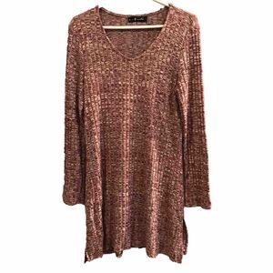 Neesha Dress Womens L Large Heather Dark Re Long Sleeve Ribbed